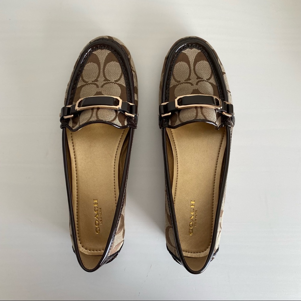 NEW Coach, Brown/Gold Signature Felisha Slip On Loafers, Size 8 - Picture 4 of 8